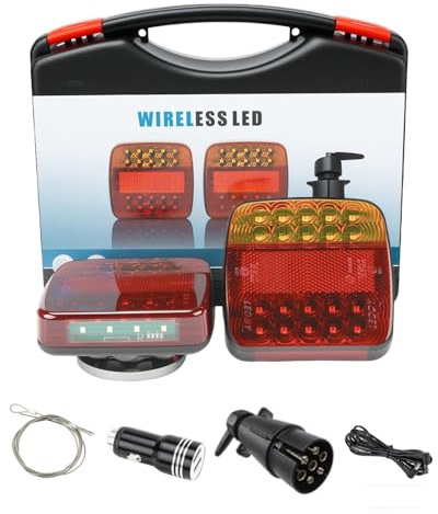 Tixxiu Anhänger Rückleuchten magnetisch drahtlos, Anhänger Rückleuchten mit Fahr-/Blink-/Bremslicht, starke Durchdringung bei Regen, 7-Pin 12V-24V, für Anhänger, PKW, LKW, Lastwagen, Wohnmobile