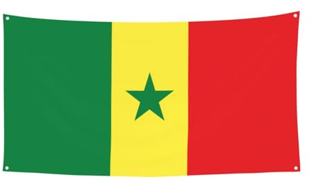Drapeau du Sénégal à suspendre – 177,8 x 88,9 cm – Bannière de fête de vacances de Noël – 180 x 90 cm