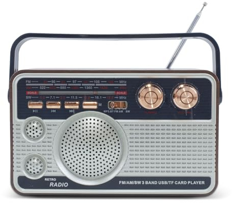 Mediawave Store - Radio FM Retro Wireless Q-FM01, Altoparlante Portatile MP3 Bluetooth, Ingressi USB, AUX e TF