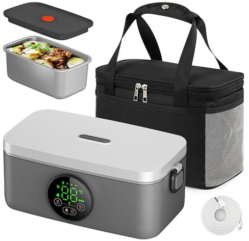 Contenitore per il pranzo elettrico con batteria da 16000 mAh, 1 l, senza fili, con funzione di riscaldamento automatico, funzione di mantenimento al caldo, portatile, con borsa termica per viaggi