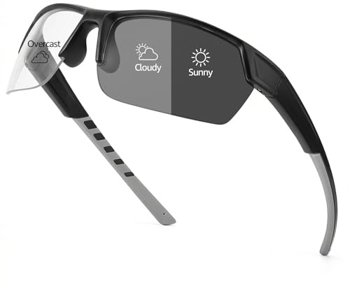 LVIOE Fahrradbrille Selbsttönend für Herren Damen, UV400-Schutz | Leicht, Rutschfest – Brille für Laufen und Radfahren
