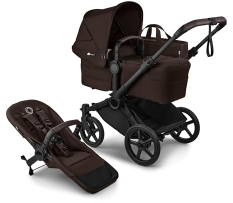 Bugaboo Donkey 6 passeggino singolo trasformabile in doppio e gemellare, passeggino per neonati e bambini, doppio contenitore e cestino laterale, maneggevolezza con una sola mano, Cocoa Brown