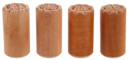 ARTIBETTER Set 4 Pezzi Timbri per Biscotti in Legno Tradizionali, Timbro per Pasticceria e Dessert Incisioni Artistiche, per Cottura di Mooncake e Dolci Fatti in Casa Durante Feste