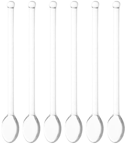 SHINEOFI 6pcs Long Handle Glass Stirring Spoons Borosilicate Coffee Mixing Dessert Spoons for Kitchen Home Cafe Bar Milk Tea Shop Use