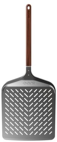 ooni 12” Signature Perforated Pizza Peel – Anodised Aluminum Metal Pizza Peel 12 Inch with Long Walnut Wood Handle, Pizza Spatula Paddle, Pizza Oven Accessories, Pizza Tools
