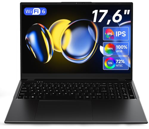 jumper 2026 Gaming Laptop 17,6 Zoll IPS 1920X1200, 16GB DDR4 RAM 512GB SSD, AMD R5 3500U(bis zu 3,7GHz), Leuchtende Tastatur, Leichte Business und Studenten Notebook, Vollfunktionale Typ-C/HDMI/WiFi6
