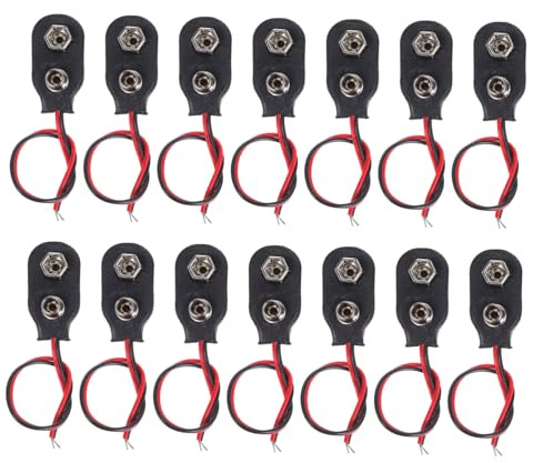 ULTECHNOVO 50 Pezzi Connettore per Batteria 9v con Clip e Cavo Nero 10 Cm in Plastico e Metallo per Alimentare Dispositivi Elettronici e LED