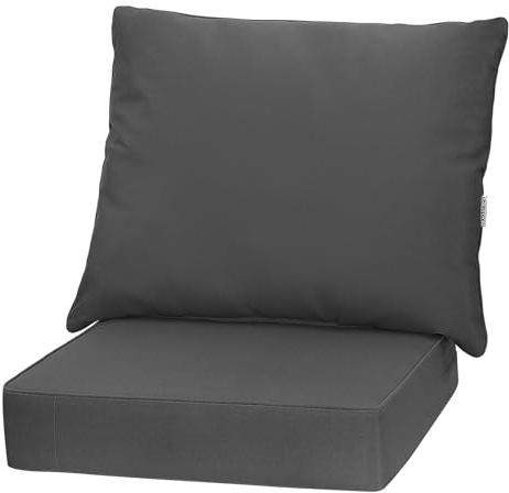 FANTASK Sitzkissen für Terrassenmöbel, für Sitzkissen 64 x 64 x 15 cm, Rückenkissen 80 x 65 x 18 cm, Loungekissen Stuhlkissen, wetterfeste Outdoor-Sitzpolster für Balkon, Terrasse (Grau)