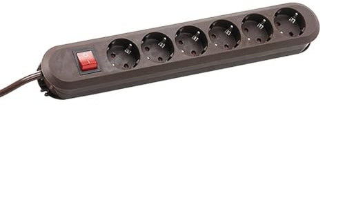 Bachmann Steckdosenleiste SMART 6-Fach 1,5m Mehrfachsteckdose mit Schalter Braun 381.450K (Befestigung durch Anschraublöcher und praktische Kabelaufwicklung)