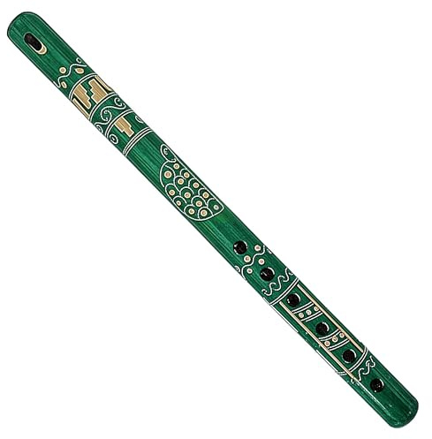Mia Jewel Shop - Handmade Colored Bamboo Wooden Flute | Tribal Nature Pattern | Native Recorder for Beginners, Meditation & Music Lovers (Teal)