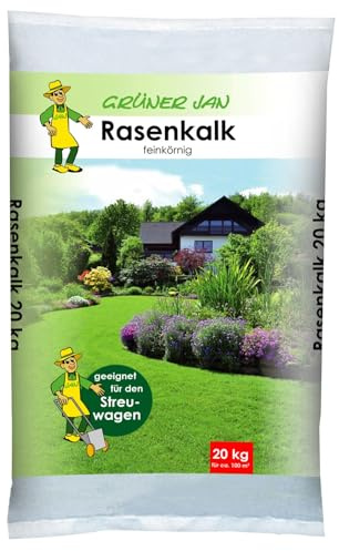Rasenkalk 20 kg Gartenkalk Bodenverbesserer Kalkdünger Rasenpflege Granulat | Grüner Jan, pH-Wert, Moosvorbeugung, Bodenpflege, Frühjahr, Herbst, Rasenkalk, Granulat, sattes Grün, Gartenpflege