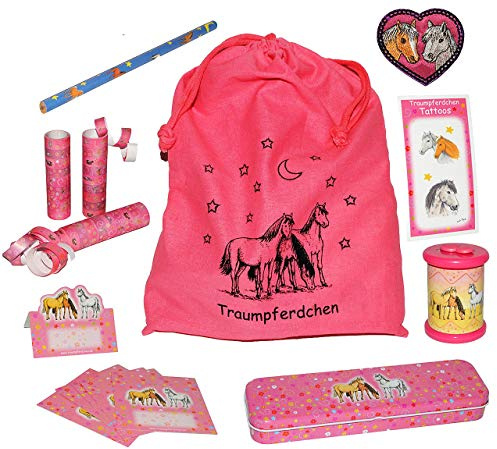 alles-meine.de GmbH XL Wundertüte & Überraschungstüte - Traumpferdchen - Überraschungspaket - Kinder für Mädchen Traumpferd Pferde - Kindergeburtstag - mit Baumwoll Beutel
