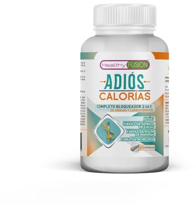 Healthy Fusion ADIÓS CALORÍAS | Bloqueador de Hidratos de Carbono y grasas | Quemegrasas, adelgazante | Reduce el apetito | Quema la grasa localizada | Carb & Fat Blocker | 60 Cáps