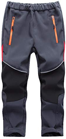 Echinodon Kinder Softshellhose mit Reflektor Gefüttert Hose Wasserabweisend Winddicht Atmungsaktiv Jungen Mädchen Outdoor Wandern Freizeit Hose Herbst Winter