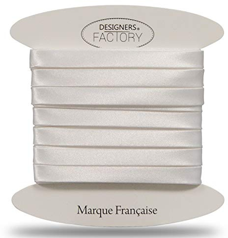 designers-factory Schöne Satin schrägband - Satin schrägband ideal für raffinierte Abschlüsse sowohl an der Außenseite Ihrer Kreationen als auch zum Abdecken Ihrer Nähte. (Um 10 Meter, Weiß)