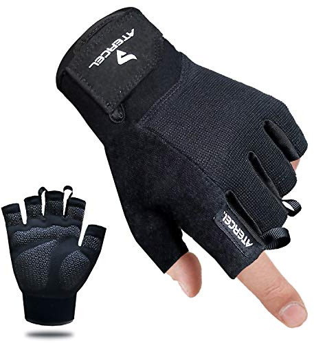 ATERCEL Fitness Handschuhe, Trainingshandschuhe für Crossfit, Bodybuilding, Radsport, Gym, Krafttraining, Sporthandschuhe für Damen und Herren(Schwarz, XS)