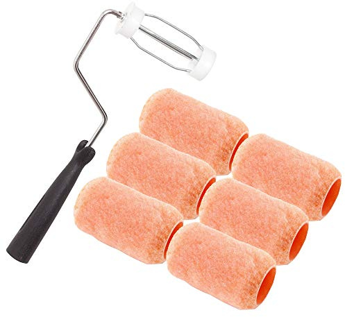 Wideskall Reusable 4 x 3/8 inch Paint Roller Kit - 6 Washable PVC Plastic Core Refills