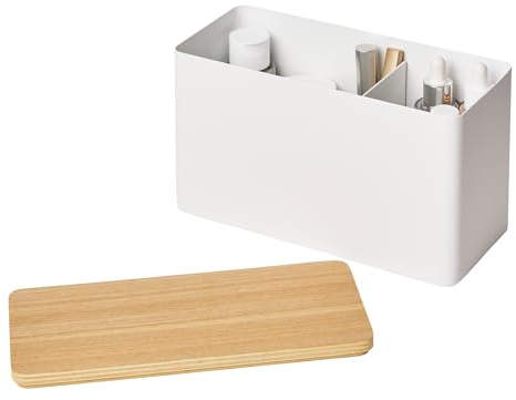 YAMAZAKI 4808 RIN Storage Box, white, Steel/PlyWood, 23 x 10.5 x 14 cm