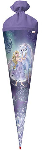 ROTH Cornet surprise Reine dans la glace Paillettes 70 cm – Rond Rouge (h) avec fermeture en feutre – Sac à sucre cheval princesse reine paillettes