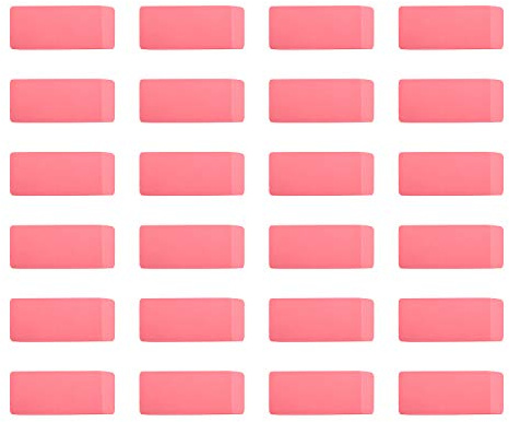 Amazon Basics Rectangular Erasers for School and Office, Pink, Art Eraser for Drawing, Stationery Supplies, 24 Count