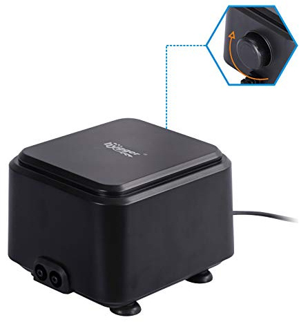 hygger Quiet <30dB Aquarium Air Pump, Adjustable Low Decibel Oxygen Fish Tank Pump 2 Air Outlets Ultra Silent Powerful Aerator Pump with Accessories Max 80GPH/160GPH/255GPH(5W, Up to 150Gallon)