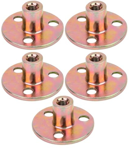 Flanschmuttern M6 M8 M10, Verzinktes Eisen, T-Mutter mit 3-Loch, Glatte Oberfläche, für Verbindungsmöbel, 37mm Scheibendurchmesser, 5 Stück | Flanschmuttern in M6, M8, M10 Verzinkt 3-Loch Für Möbelmontage