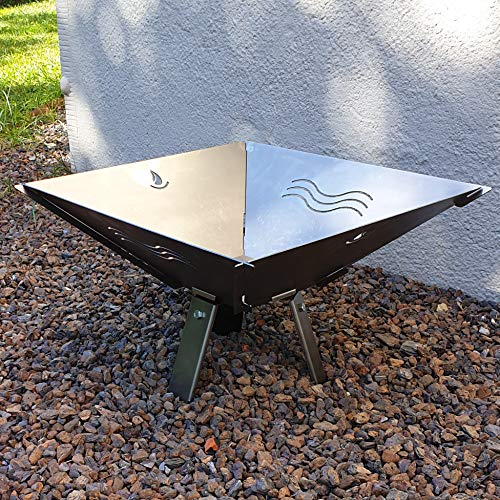 Feuerschale Fenit, demontierbare und steckbare Feuerschale (Motiv Welle Stahl mit Fuss)