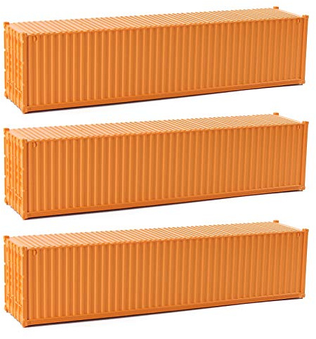 Evemodel 3 pz HO Scala 40ft 1:87 Arancione Spedizione Contenitore Non Decorato Cargo Box Costine Lato