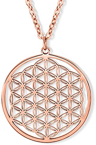 VIASOUL® Collier Fleur de Vie I Chaîne pour Femme I Pendentif I Plaqué Or 585 I La Chaîne Originale, Or Dorée Laiton