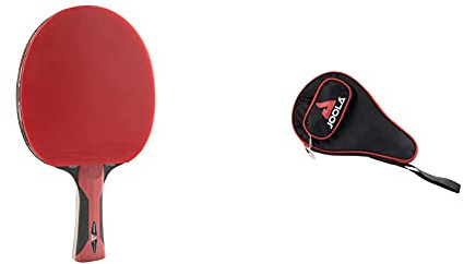 JOOLA Tischtennisschläger ROSSKOPF Attack Tischtennis-Schläger ITTF Zulassung, 1,8 MM Schwamm & Tischtennishülle Pocket Tischtennistasche Passend für 1 Tischtennisschläger und 3 Tischtennisbälle, RED