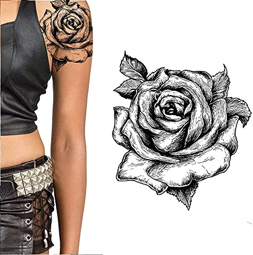 Tatodays Stick on flower rosor flora blommor vuxen tillfällig tatuering klistermärke överföring kvinnlig kroppskonst överföringar kvinnor realistisk vattentät flora temp tatuering ben armar, mag