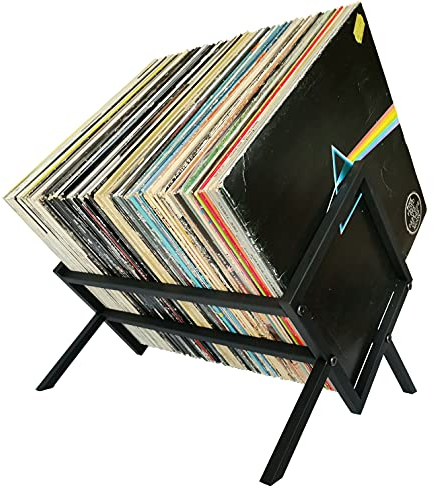 Generisch Celloni Schallplattenständer Metall, Schallplatten Aufbewahrung, Schallplattenregal 40cm breit