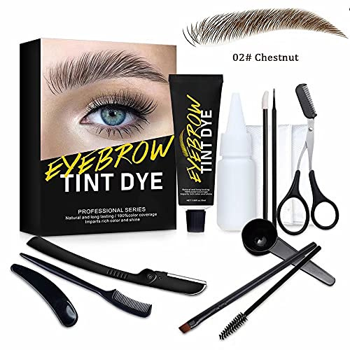 Lucoss Tinta Sopracciglia Kit Tintura per Sopracciglia Marrone Scuro/Marrone Chiaro/Nero Colore Sopracciglia Colorazione Permanente,Durata 4-6 Settimane