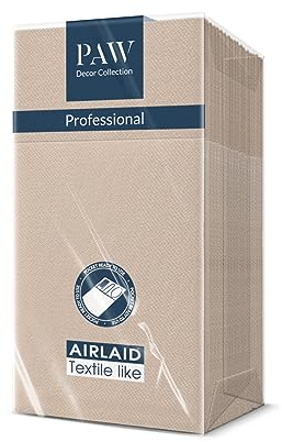PAW - Servilletas Papel Airlaid (1/8 pocket) I Servilletas de Tela I Decoración de Mesa. Liso, blanco - la Textura de la Tela, una gran Decoración para Cualquier Mesa I Color: Monocolor beige