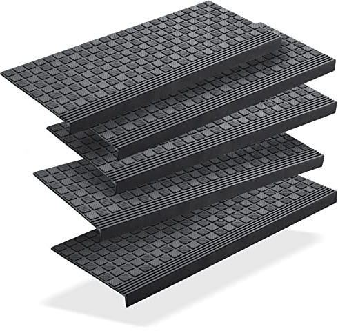 BigDean 5er Set Stufenmatten aus Gummi 65x25cm Treppenstufen Matten | für Außen Outdoor - Antirutschmatten Treppe Anti-Rutsch Gummimatten