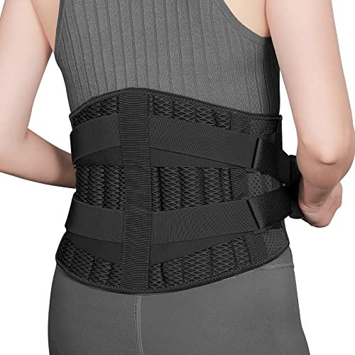 ABYON Rückenstützgürtel Orthopädisch, Atmungsaktive Rückenbandage Herren Damen, Verstellbar Rückengurt für Rückenschmerzen Ischias Bandscheibenvorfall Skoliose, Schwarz, L