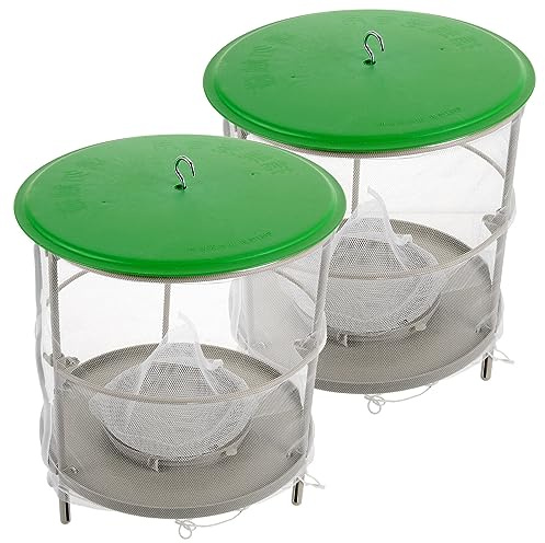 Happyyami 2 Pièces Piège À Mouches Suspendu avec Couverture Anti-Pluie en Maille pour Extérieur Attrape-Insectes Léger Et Résistant Aux Intempéries Idéal pour Jardin Et Terrasse