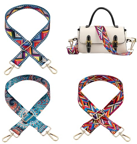 Taschengurte zum Wechseln, 3 Stück Verstellbarer Schultergurt Taschengurt Breit 3.8cm, Längenverstellbarer Breiter Riemen Schulterriemen für Schultertasche Tragetaschen und Handtaschen