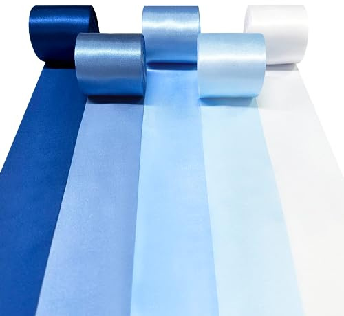 pinkblume 60m Staubblaues Satinband 50mm breit ombre blaues Band für DIY-Bastelarbeiten Geschenke Verpackungen Einladungskarten Party-Hintergrund Hochzeit Junggesellenabschied Geburtstag Dekorationen