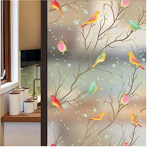 Fensterfolien Sichtschutz-Fensterfolie, undurchsichtig, statisch haftend, Nicht klebend, Vogel-Aufkleber, dekorative Glasabdeckung, Tönung, gefrostete Aufkleber for Badezimmer, Duschtür Fenster Folie