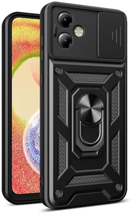 COMAKU Funda para Motorola Moto G54 5G, Militar TPU+PC Bumper Antigolpes Carcasa Rugged Caso, con Tapa Deslizante y Anillo Soporte - Negro