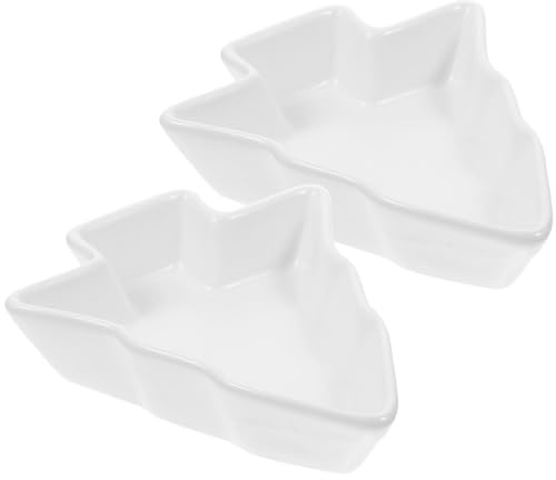 Angoily 2 Stück Weihnachtsbaumförmige Keramik Teller Weihnachten Weihnachts-Serviertablett Geschirr Weihnachtssnack Süßigkeiten Vorspeise Servierplatten Süßigkeitenbehälter Für Süßigkeiten Nüsse Obst