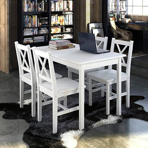Chaduof 5-TLG. Essgruppe, Esstisch Mit Stühlen, Esstischgruppe, Esszimmergruppe,Küchentisch Mit Stühlen, Tischgruppe, Dining Table Set, Weiß