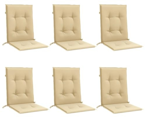 vidaXL Niedriglehner Auflagen 6 STK., Polster Kissen für Gartenmöbel, Stuhlauflage Sitzauflage für Gartenstuhl, Gartenstuhlauflagen, Melange Beige 100x50x4cm Stoff