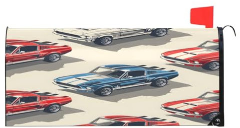 Mintoprints Copertura magnetica per cassetta postale con auto da corsa americana, copertura per cassetta delle lettere, decorazione per giardino, cortile, dimensioni standard 45,7 x 53,3 cm