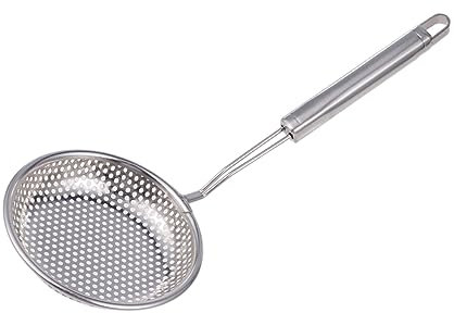 FUNOMOCYA Edelstahl Schaumlöffel Mit Feinem Sieb Hitzeresistent Ergonomisch Geformter Griff Ölfilter Kelle Zum Servieren Und Abtropfen Von Speisen Für Küche Restaurant Zuhause