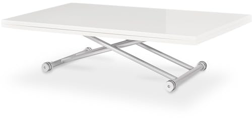 INTENSE DECO Table Basse relevable Philadelphia XL Blanc laqué