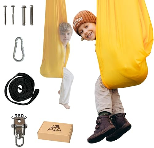 Sensory Swing for Kids & Adults (300 lb Capacity) - Indoor & Outdoor Therapy Swing - Soft Calming Hug Effect for ADHD, Autism & Sensory Seekers - Hardware Included