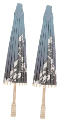 GAROZATION 2 Pcs Japanese Decorative Paper Umbrella 30cm Blue Moon Print Small Stage Prop for Festival Photography and Home Decor