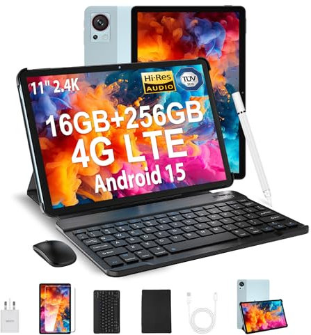 DOOGEE T30S Android 15 Tablet con Teclado y Lápiz, 16GB+256GB/1TB TF Octa-Core Android Tablet 11 Pulgadas, 2.4K Display, 8580mAh, 4G-LTE +2.4G/5G WiFi Tableta, BT 5.0, 13MP+8MP, GPS, Tipo C 2025